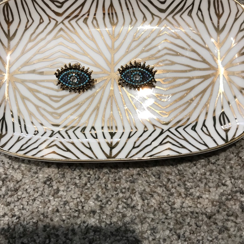 Electric Blue Evil Eye Earrings